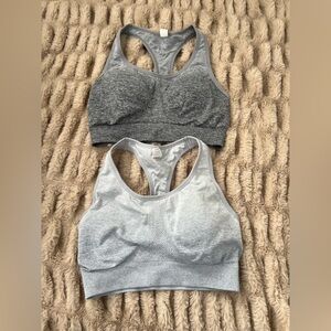 90 Degree by Reflex Seamless Sports Bra Set Gray Racerback Size L